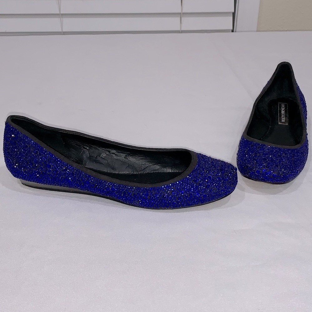 BCBG Royal blue ballet flats gem sparkly crystal rhinestone maxazria